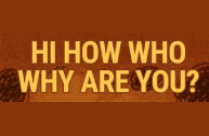 HI HOW WHO WHY ARE YOU